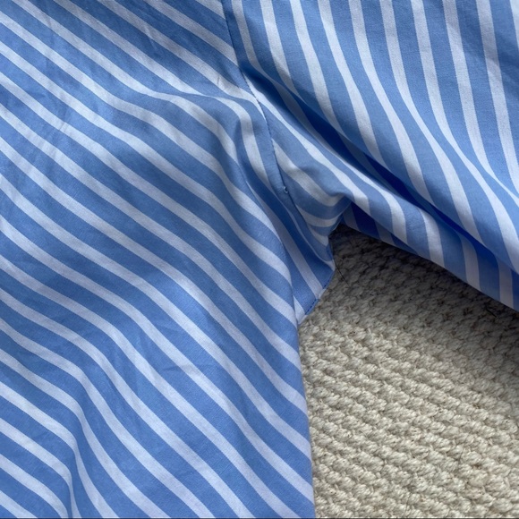 RALPH LAUREN Black Label light blue striped asymmetrical button up top 6 - Picture 5 of 10